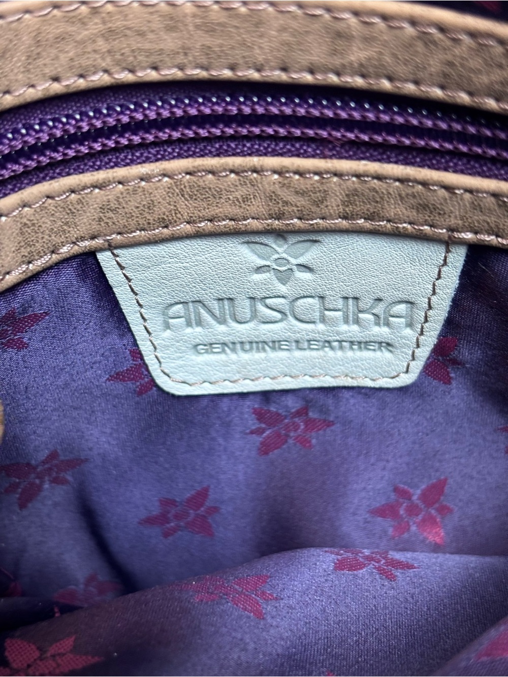 Anuschka Olive Leather Crossbody with Hand-Painted Butterflies & Florals - Picture 12 of 16